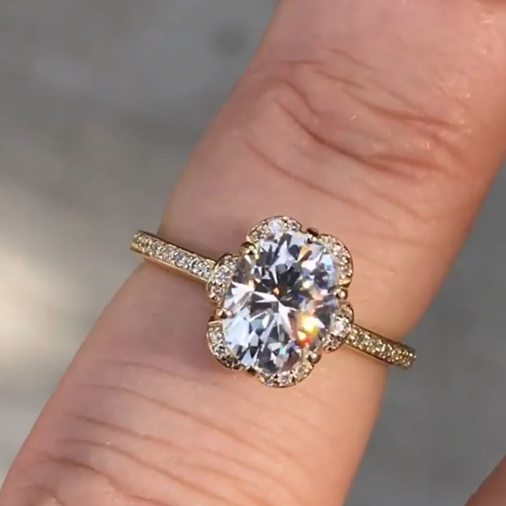 Moissanite Engagement Ring 1 Carat - Pierścionek damski z moissanitem w kształcie