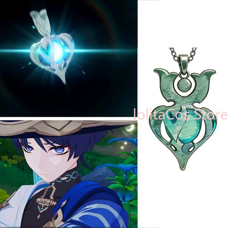 Anime Pendant Necklace - Genshin Impact Wanderer Metalowy Naszyjnik Wisiorek