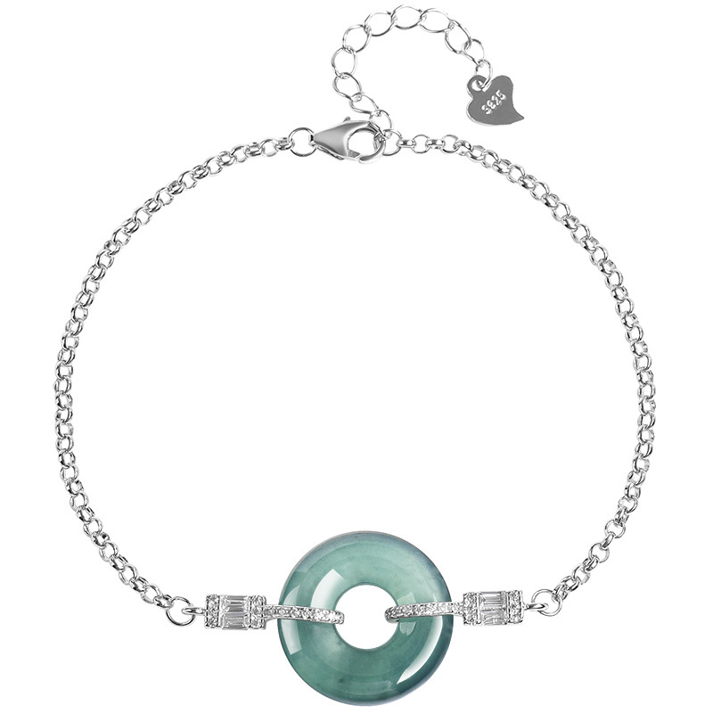Bracelets - Niebieska bransoletka z jadeitu Birma 925