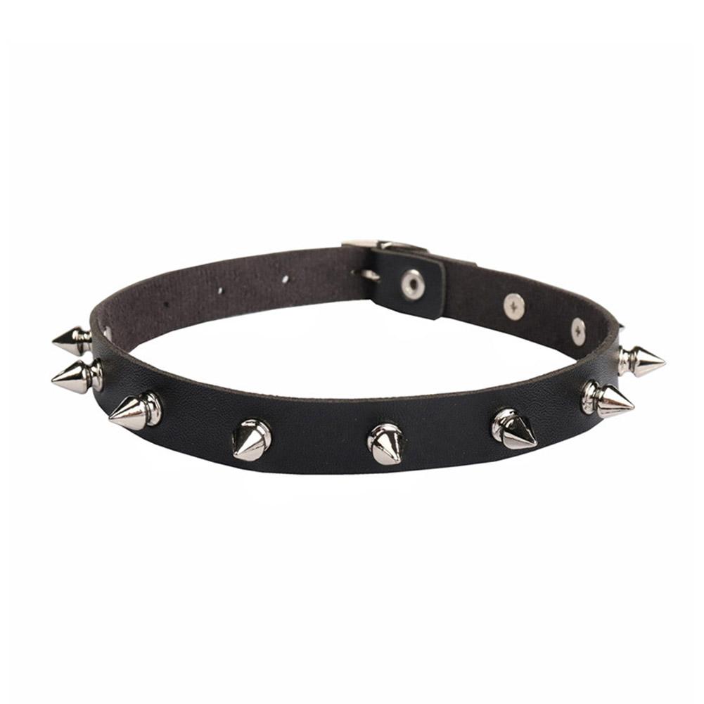Goth Punk Spike Choker - Czarny naszyjnik choker z ekoskóry dla