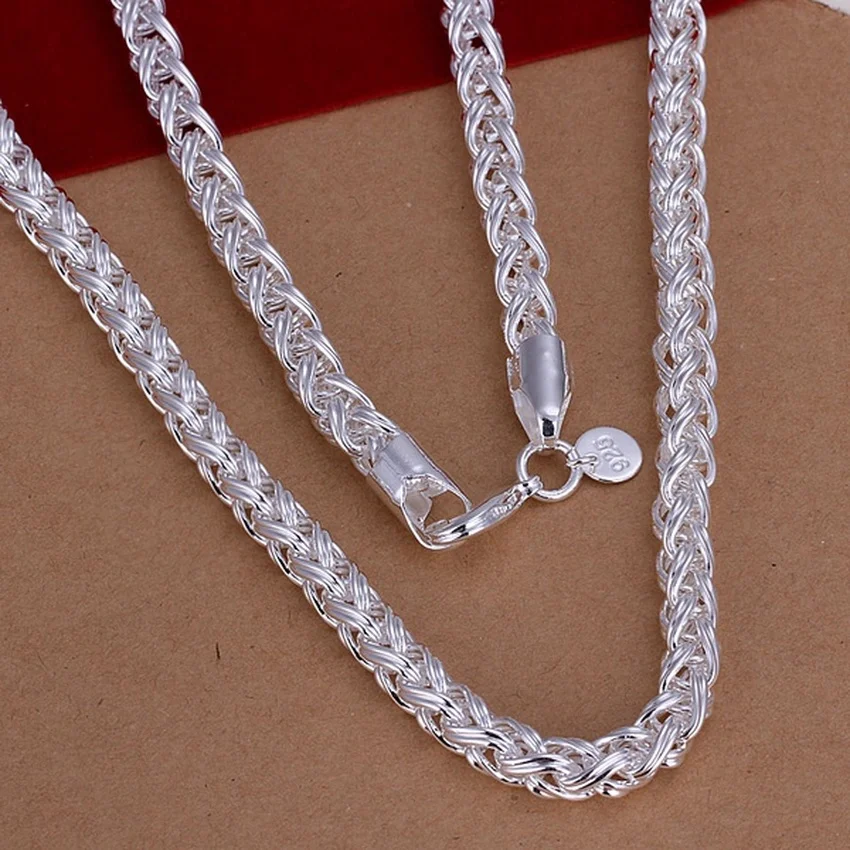 50cm 925 Sterling Silver 6MM N – 925 Sterling Silver Chain Necklace Men recenzja i cena