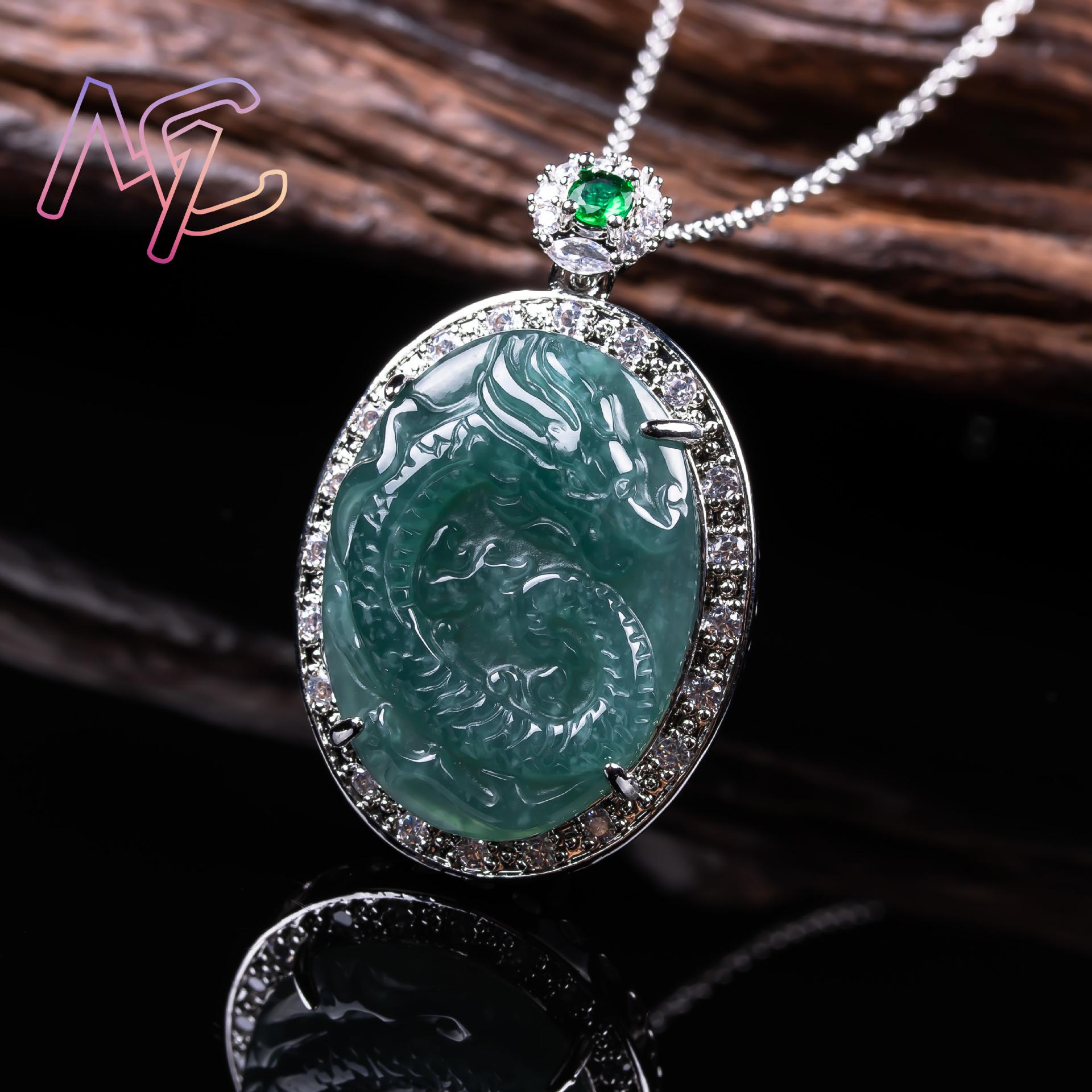 Naszyjnik z jadeitem birmański – 925 Sterling Silver Chain Necklace Men recenzja i cena