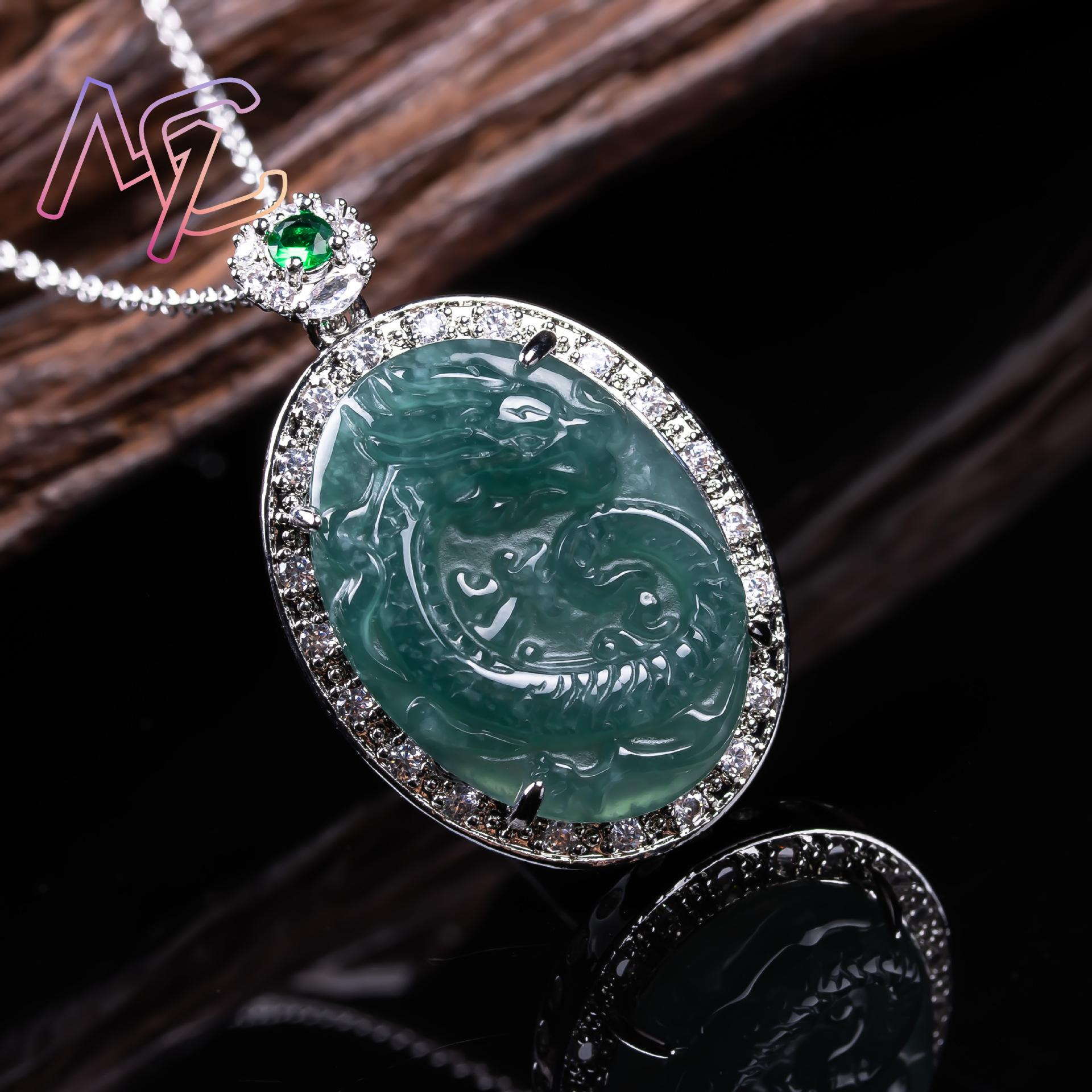 Naszyjnik z jadeitem birmański – 925 Sterling Silver Chain Necklace Men recenzja i cena